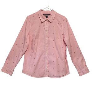 Tommy Hilfiger stretch barbie pink pinstripe mean girls XL Long sleeve Top NWOT